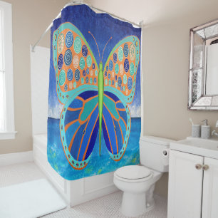 Blue Ocean Butterfly Shower Curtain