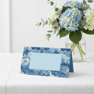 Blue ocean crashing waves place card