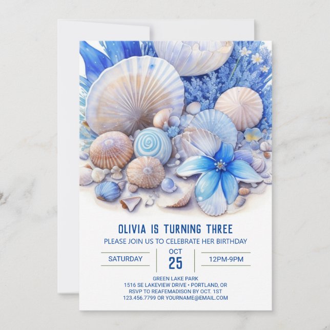 Blue Ocean Dreams Boy Birthday Invitation (Front)