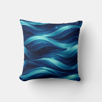 Blue Ocean Fluid Wave Pattern Throw Pillow
