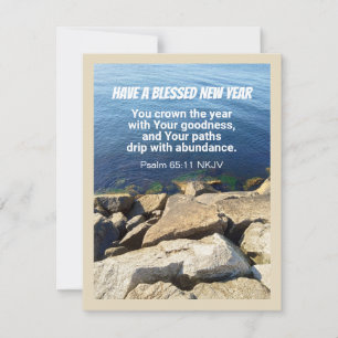 Blue Ocean Happy New Year Christian Faith Holiday Card