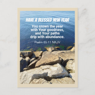 Blue Ocean Happy New Year Christian Faith Holiday Postcard