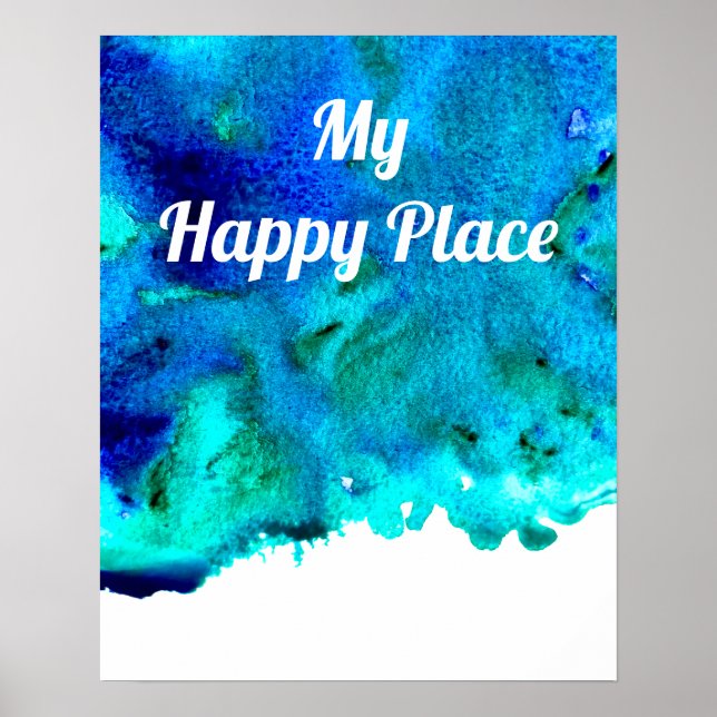 Blue ocean inspo quote watercolor art poster (Front)