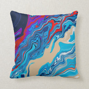 Blue Ocean Marble Textures Pillow