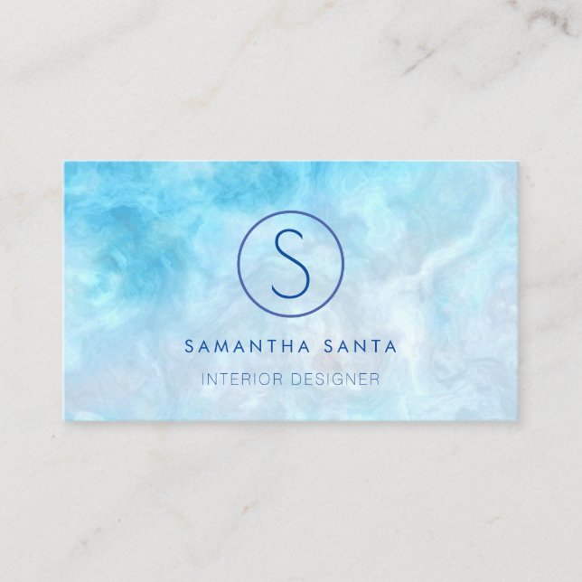 Blue Ocean Marbled Business Card (Front)