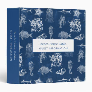 Blue Ocean Marine Animals Beach House Guest Info  Binder