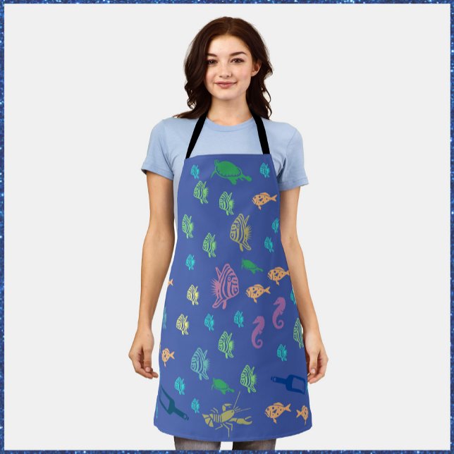 Blue Ocean Marine Life Theme Apron (Creator Uploaded)