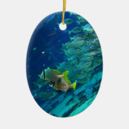 Blue Ocean Marine School of Fish  Ceramic Ornament
