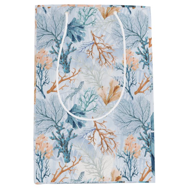 Blue Ocean Marine Sea Coral  Medium Gift Bag (Front)