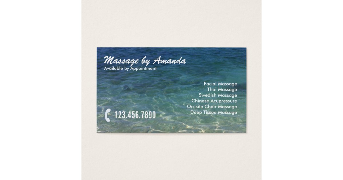 Blue Ocean Massage Therapy Business Card Zazzle.ca