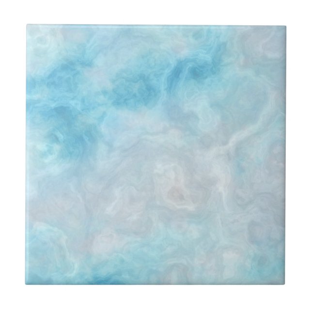 Blue Ocean Monogram Abstract Art Tile (Front)