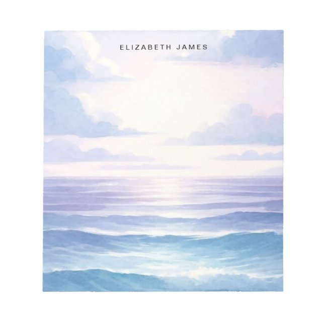 Blue Ocean Pastel Watercolor Layered Ombre  Notepad (Front)