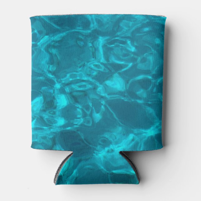 Blue Ocean Pattern, Beach Ocean View Lovers Can Cooler (Front)