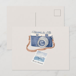 Blue Ocean Photo Camera Postcard