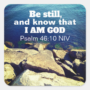 Blue Ocean Photo Powerful Bible Verse Square Sticker