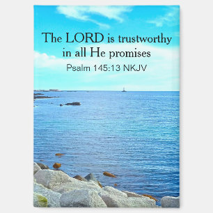 Blue Ocean Photo the Lord Is Trustworthy Christian Magnet