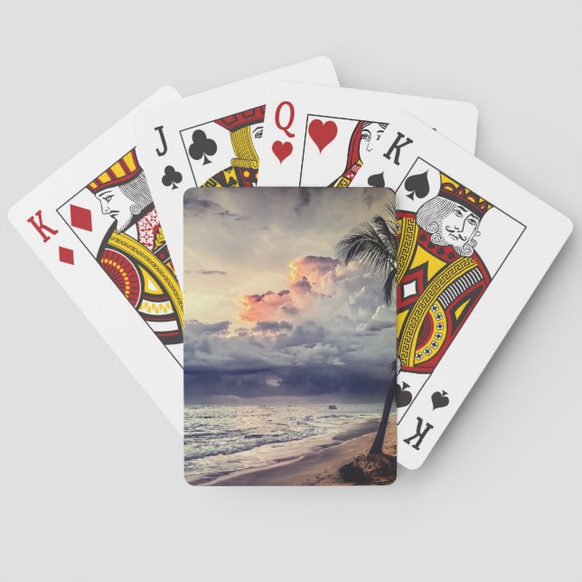 Blue Ocean Sandy Beach Summer Playing Cards (Back)