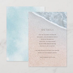 Blue Ocean & Sandy Beach Wedding Details Card
