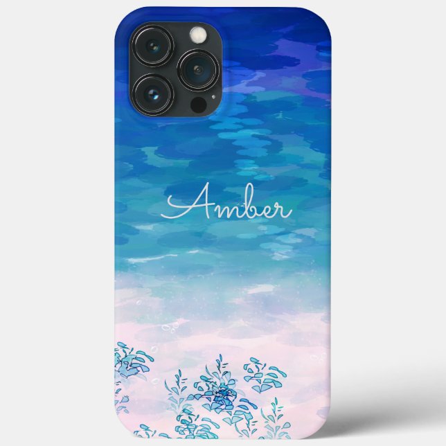 Blue Ocean Sea Beach Personalized Case-Mate iPhone Case (Back)