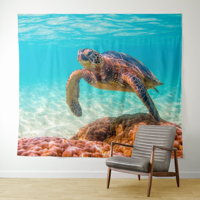 Blue ocean sea turtle coral tapestry (In Situ (Horizontal))
