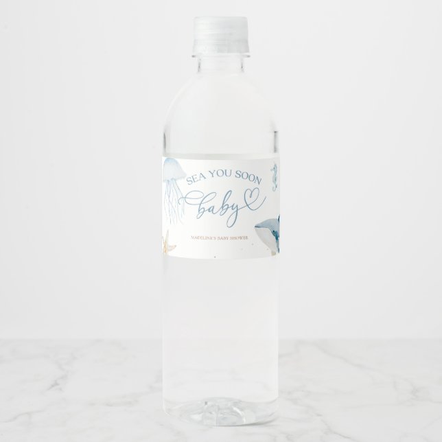 Blue Ocean Sea You Soon Summer Bottle Label (Front)