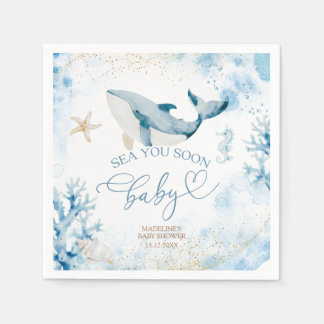 Blue Ocean Sea You Soon Summer Paper Napkin