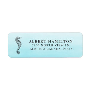 Blue Ocean Seahorse   Personalized Return Address