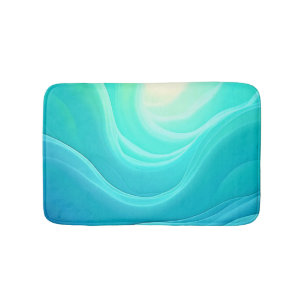 Blue Ocean Serenity Abstract Waves Design Bath Mat