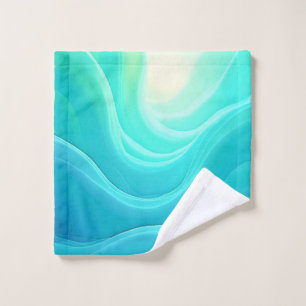 Blue Ocean Serenity Abstract Waves Design Bath Towel Set