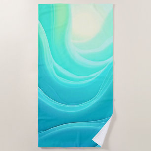 Blue Ocean Serenity Abstract Waves Design Beach Towel