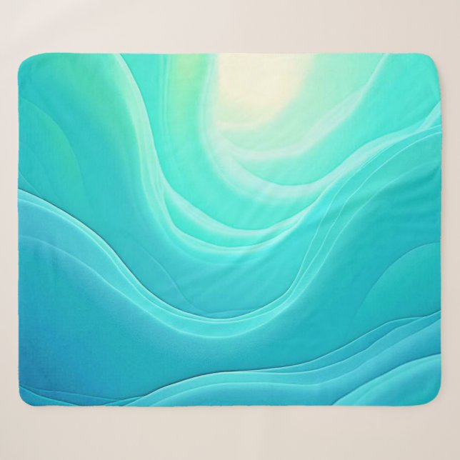 Blue Ocean Serenity Abstract Waves Design Sherpa Blanket (Front (Horizontal))
