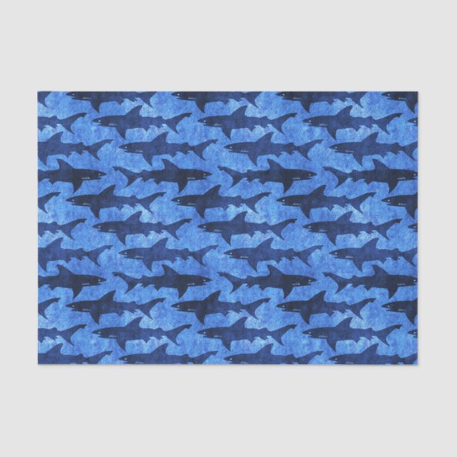 Blue Ocean Shark Attack Tissue Paper (Front)