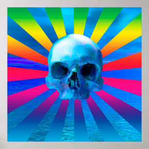Blue ocean skull poster