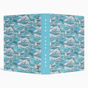 Blue Ocean Stained Glass Dolphins Binder