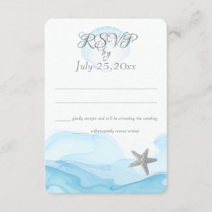 Blue Ocean Starfish Tropical Beach Wedding Invitation