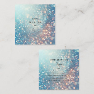 Blue Ocean Subtle gentle glitter background Square Business Card