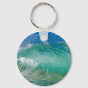 Blue Ocean Summer Beach Waves Keychain