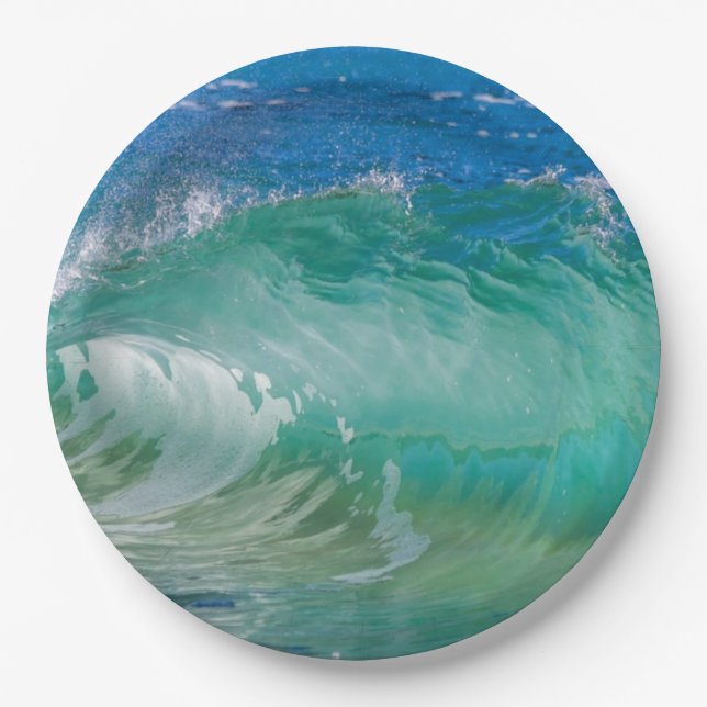 Blue Ocean Summer Beach Waves Paper Plate (Front)