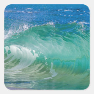 Blue Ocean Summer Beach Waves Square Sticker