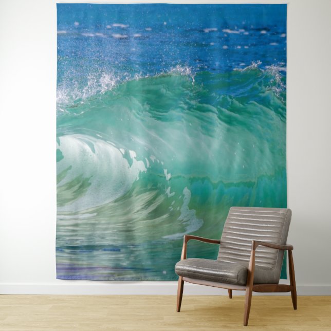 Blue Ocean Summer Beach Waves Tapestry (In Situ)