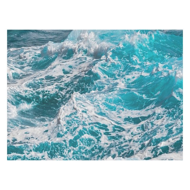 Blue Ocean Summer Waves Tablecloth (Front (Horizontal))