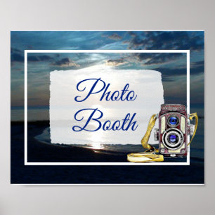 Blue Ocean Sunsetl Photo Booth Mariage Sign Poster