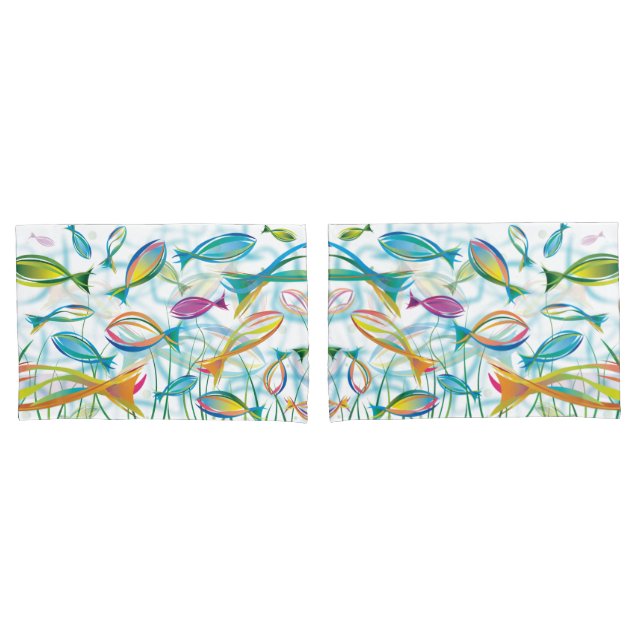 Blue Ocean Tropical Fish Swimming Pillowcase (Front-Set)