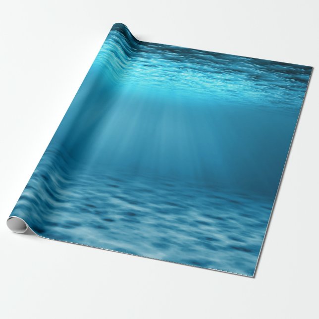 Blue Ocean underwater scene illustration Wrapping Paper (Unrolled)