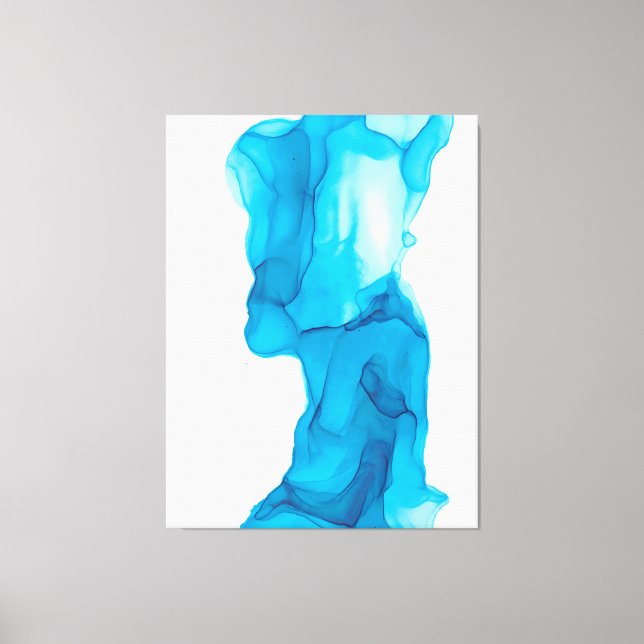 Blue Ocean Water Abstract 4322 Modern Alcohol Ink  Canvas Print (Front)