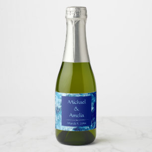 Blue Ocean Water Wedding Mini Sparkling Wine Label