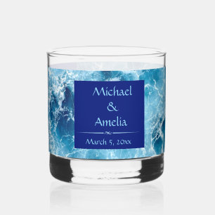 Blue Ocean Water Wedding Rocks Glass