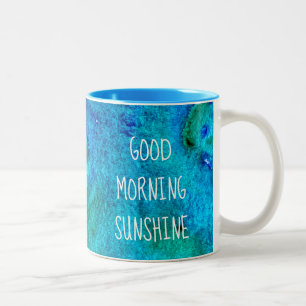 Blue ocean watercolor marble abstract Two-Tone coffee mug