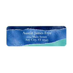 Blue Ocean Watercolor Personalized Return Address