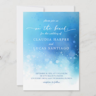 Blue Ocean Watercolor Wedding Invitation